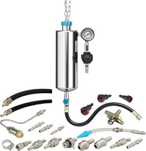 614EILWOeXL._AC_SY355_.jpg Fuel Injector Cleaner Tool Kit 1000ML 150PSI DisassemblyFree Fuel Injection System Cleaner Pressure Adjustment Fuel Injector Cleaning Machine with 20PC Adapter for Gasoline Car ThrottleIntake System