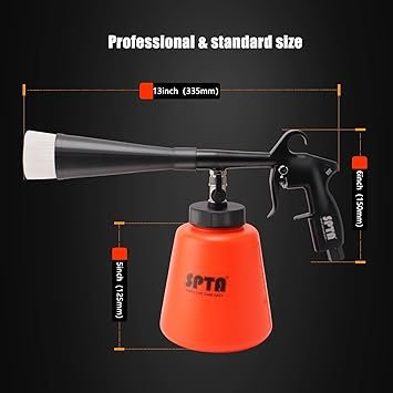 61KBxAMHa3L._AC_SY355_.jpg SPTA High Pressure Car Cleaning Gun Cleaning Gun Car Interior Washing Kit Detailing Wash Gun with Metal Spinner for Seat Carpet Roof Dashboard Essential Car Detailing Kit 1L Bottle