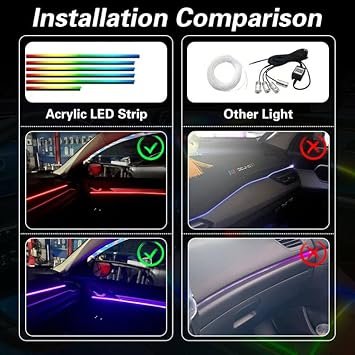 61NQDuQHflL._AC_SY355_.jpg Acrylic Interior Car LED Lights with Remote and Wireless APP 10 in 1Ambient Lighting Kits Fiber Optic Strip LEDs16 Million Colors MusicDIY Function