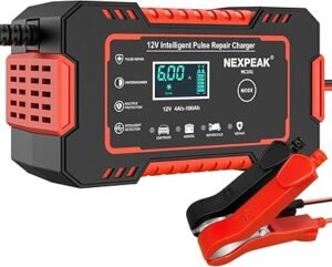 NEXPEAK NC101 Car Battery Charger Smart Battery Trickle Charger 12V 6A Automotive Battery Maintainer Desulfator with Temp Compensation for Car Truck Motorcycle Lawn Mower Marine Lead Acid Batteries