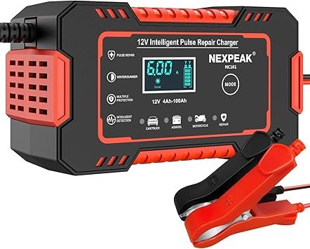 61rDWdjdYoL._AC_SY355_.jpg NEXPEAK NC101 Car Battery Charger Smart Battery Trickle Charger 12V 6A Automotive Battery Maintainer Desulfator with Temp Compensation for Car Truck Motorcycle Lawn Mower Marine Lead Acid Batteries