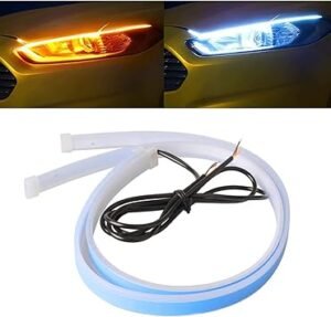 61roZCrbyzL._AC_SY355_.jpg Car LED Strip Lights 2Pcs 24 cm Flexible LED Headlight Strips Dual Color White Turn Signal Yellow Lights Waterproof Car Daytime Running Light Strip for Truck SUV
