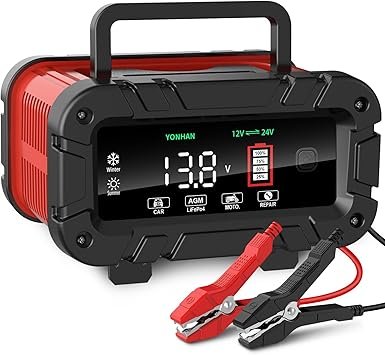 YONHAN Battery Charger 010 Amp Upgraded 12V24V LiFePO4 Lead Acid Car Battery Charger wLarge Display Screen FullyAutomatic Smart Trickle Charger Automotive Battery Maintainer