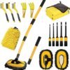 Car Wash Brush with Long Handle 55 cm Car Wash Mop Car Wash Kit Mitt Retractable Bent Pole Car Wash Brush for Cars RV Truck Boat