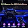 Interior Car LED Strip Lights RGB 6 in 1 Ambient Lighting Kits with 315 cm Fiber Optic 16 Million Colors Car Interior Lights with Wireless APP and Remote Control Sync to Music
