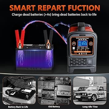 71CUBH9kjpL._AC_SY355_.jpg 12V 24 Volt Car Battery Charger Heavy Duty 015A Smart Automatic Battery Maintainer HighLow Power Trickle Charger and Desulfator with Auto Shutoff Repair Winter Mode for Car Truck Boat RV