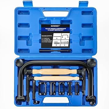 DASBET Valve Spring Compressor Valve Lapper Set with 4 Suction Plates Spring Clamp Service Kit with C Clamp for Motorcycle ATV Car Small Engine Vehicle Equipment Blue