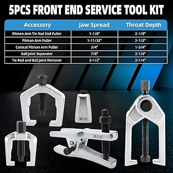 8MILELAKE 5 in 1 Ball Joint Separator Pitman Arm Puller Heavy Duty Tie Rod End Remover Front End Service Tool Set for Car SUV Light Truck