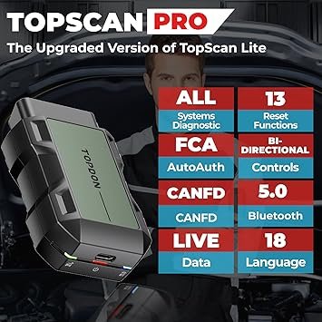 71YMD0wAHOL._AC_SY355_.jpg TOPDON TopScan Pro OBD2 Scanner Bluetooth for iOS Android Diagnostic Scan Tool for All Cars Car Code Reader with Reset Scanner 13+ Reset Service 2024 Upgraded Version of Topscan Lite