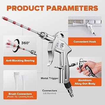 71deuBjUvnL._AC_SY355_.jpg Tornado Car Cleaning Gun Air Blaster for Car Detailing Essential Car Detailing Kit and Supplies HighPressure Air Tools for Efficient Car Cleaning Kit Tornado Air Gun for Dust and Dirt Removal SV