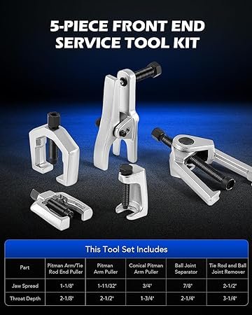 71edIrqjw0L._AC_SY450_.jpg OMT 5in1 Ball Joint Separator Pitman Arm Puller Tie Rod End Tool Set for Front End Service Splitter Removal Kit RD06