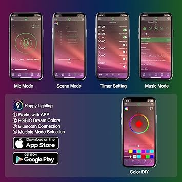 Nilight 72 LED USB Interior Strip Lights Dream Color RGBIC 12V DC with App RF Remote Control Multicolor Footwell Under Dash Chasing Inside Light Kits 2 Lines Music Sync Mode for Cars Truck ATV UTV