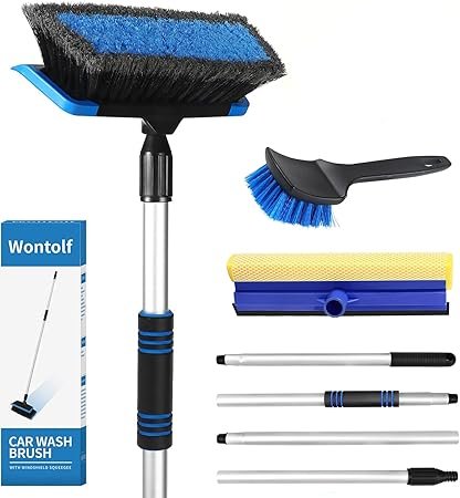 71ivqyn5zvL._AC_SY450_.jpg 62'' Car Wash Brush with Long Handle Microfiber Car Wash Mop Mitt Kit Car Detailing Brush Cleaning Kit Windshield Squeegee Wheel Tire Brush for Cars RV Truck Boat Blue