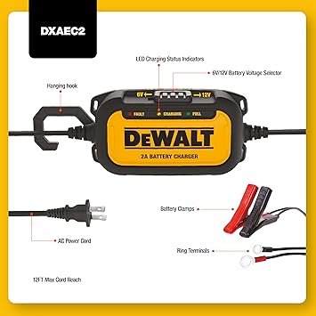 71mxbE-ikL._AC_SY355_.jpg DeWalt DXAEC2 Professional 2 Amp Automotive Battery Charger and Maintainer Yellow