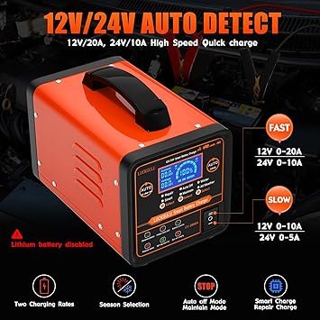12V24V Car Battery Chargers Heavy Duty 020A Automatic Battery Maintainer with Auto Shutoffs Repair Winter Mode Smart Trickle Charger for Automotive Car Truck Motorcycle RV AGM Deep Cycle