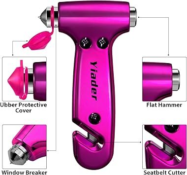 Window Breaker 3in1 Emergency Escape Tool with seat Belt Cutter and Glass Breaker Safety Emergency Car Escape Tool for Car Electroplating Pink