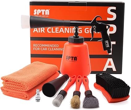 71v0KuMGhaL._AC_SY355_.jpg SPTA High Pressure Car Cleaning Gun Cleaning Gun Car Interior Washing Kit Detailing Wash Gun with Metal Spinner for Seat Carpet Roof Dashboard Essential Car Detailing Kit 1L Bottle
