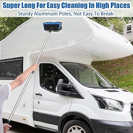 81C5Re37w8L._AC_SY450_.jpg 62'' Car Wash Brush with Long Handle Microfiber Car Wash Mop Mitt Kit Car Detailing Brush Cleaning Kit Windshield Squeegee Wheel Tire Brush for Cars RV Truck Boat Blue