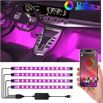 Car Led Lights Interior with Smart APP Control Sync MusicDIY ModeMulticolor led Car Interior Light Kits5V USB Led Lights for Cars Trucks SUVs