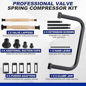 DASBET Valve Spring Compressor Valve Lapper Set with 4 Suction Plates Spring Clamp Service Kit with C Clamp for Motorcycle ATV Car Small Engine Vehicle Equipment Blue
