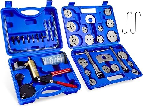 81dpnSENHsL._AC_SY355_.jpg Orion Motor Tech 2 in 1 Brake Caliper Compression Tool Brake Bleeder Kit Handheld Vacuum Pump Brake Bleeder Tool Set Disc Brake Pad Service Tool with Thrust Bolt Retaining Plates 18 Adapters