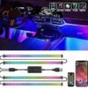 Nilight 72 LED USB Interior Strip Lights Dream Color RGBIC 12V DC with App RF Remote Control Multicolor Footwell Under Dash Chasing Inside Light Kits 2 Lines Music Sync Mode for Cars Truck ATV UTV